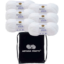 Lion Brand Basic Stitch Anti-pilling White 202-100 (6-n?gler - Samme farveparti) kamgarn Medium #4 Akrylgarn til h?kling og strikning med projekt