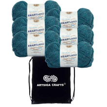 Lion Brand Heartland Glacier Bay 136-105 (6-n?gler - Samme farveparti) kamgarn Medium #4 Akrylgarn til h?kling og strikning med projekttaske