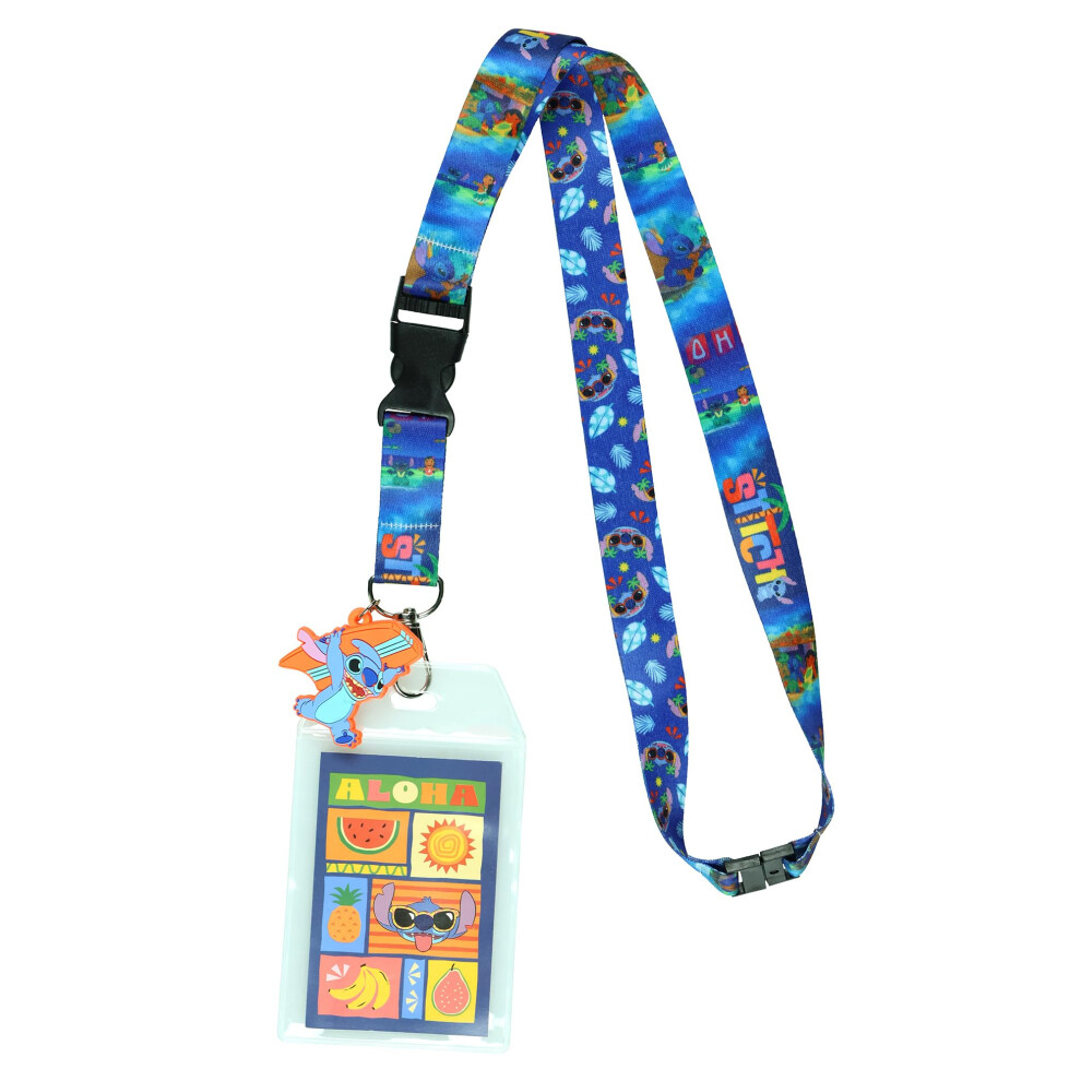 Disney Lilo and Stitch Aloha Breakaway Lanyard ID Badge Holder with 2"""" Rubber Charm-image-OPC-PMHHFKS-NEW