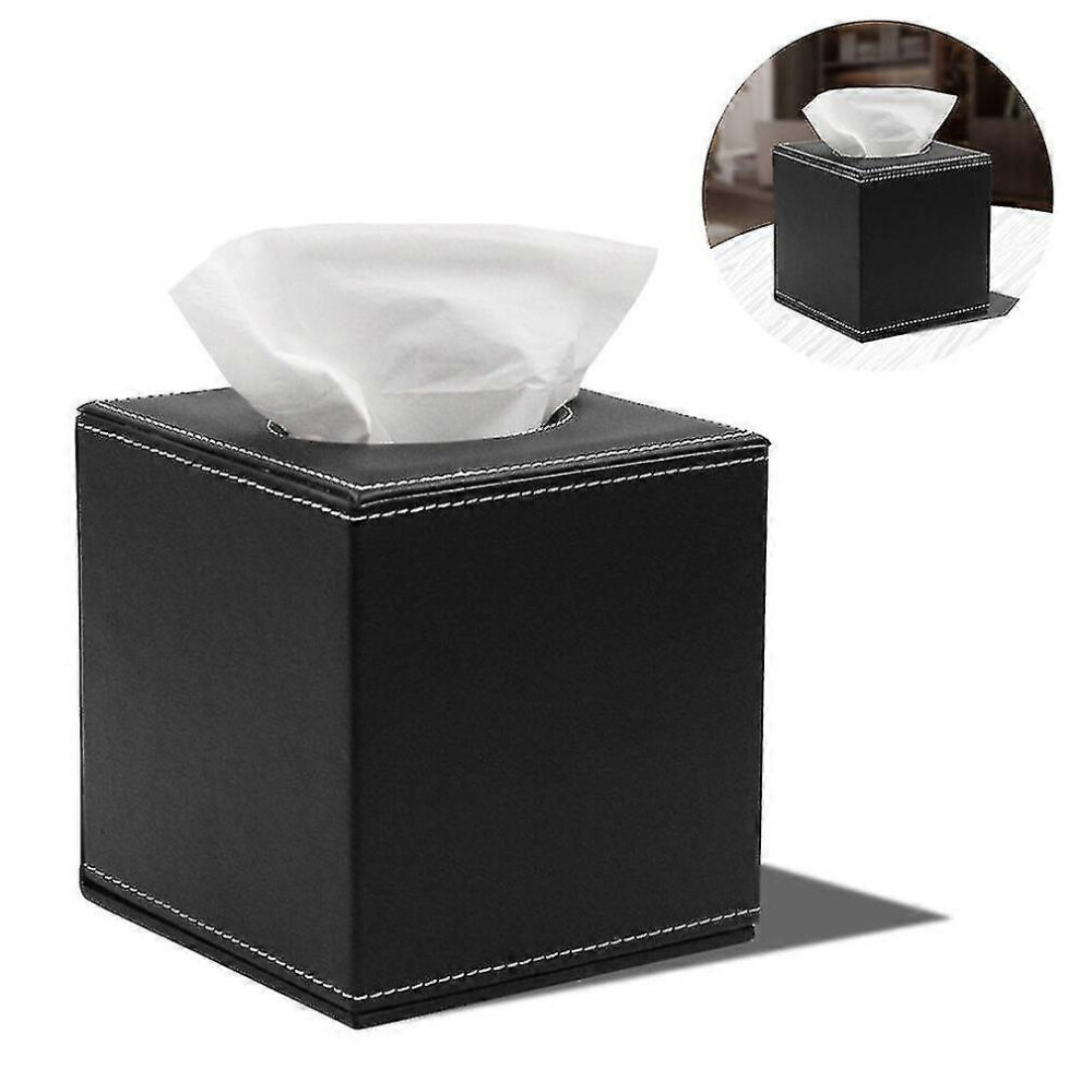 Square faux leather tissue box