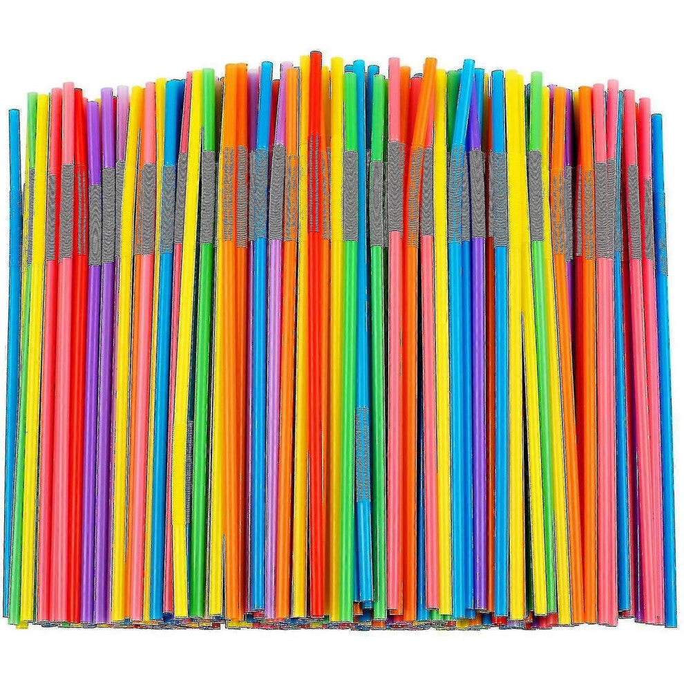 （1000 pieces） 500 colored flexible plastic straws, BPA free disposable straws