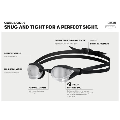 Arena (Blue/white) Arena Cobra Core Swipe Mirror Swimming Goggles 1