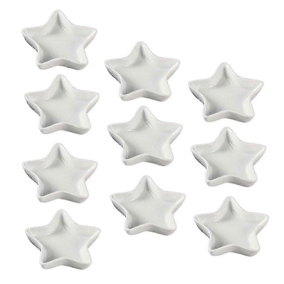 10 Pcs Five-Pointed Star Shape Condiment Dishes Soy Sauce Bowl Ceramic Pinch Bowl for BBQ Chips and Serving Bowl JKW