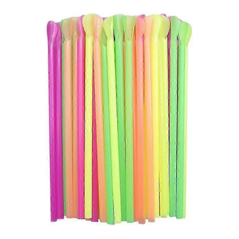 Pack Of 200 Giant Straws For Slushies, Wide Straws And Spoons For Smoothies, Slushies, Ice Cones, Snow Cones, Juices, Milkshakes Cream