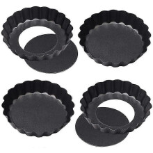 4-Piece Non-Stick Quiche Pan, Removable Bottom, Non-Stick, Quiche Pan
