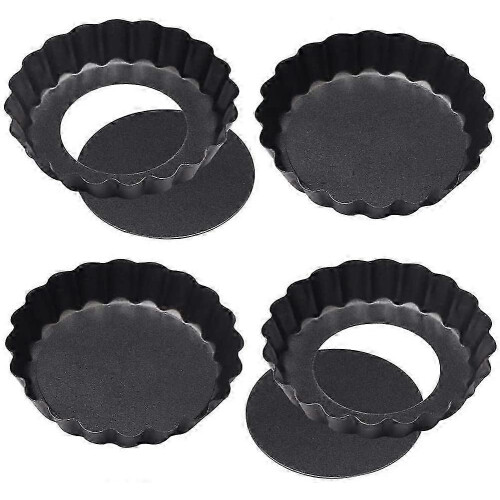4-Piece Non-Stick Quiche Pan, Removable Bottom, Non-Stick, Quiche Pan