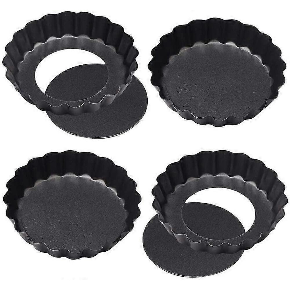 4-Piece Non-Stick Quiche Pan, Removable Bottom, Non-Stick, Quiche Pan