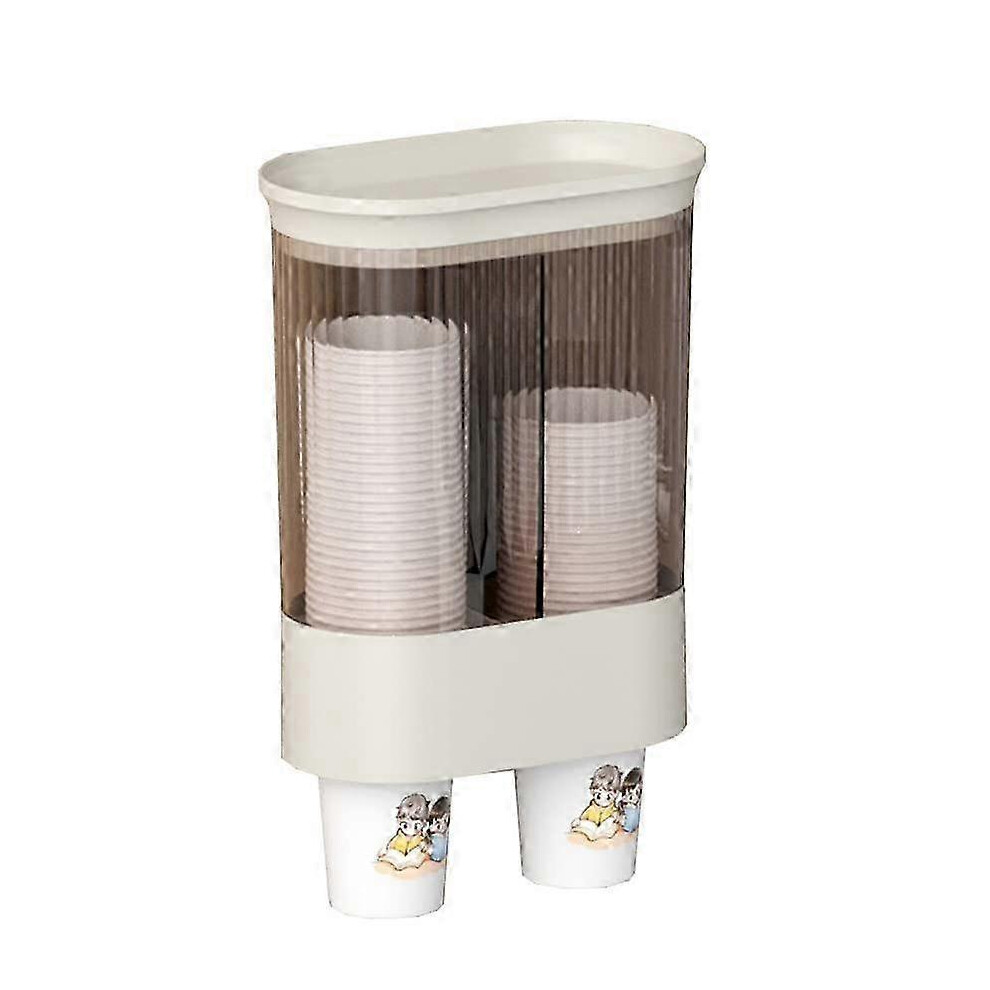 Double Tube Cup Dispenser Wall Mounted Disposable Paper Pull Cup Dispenser For Bathroom (White) White