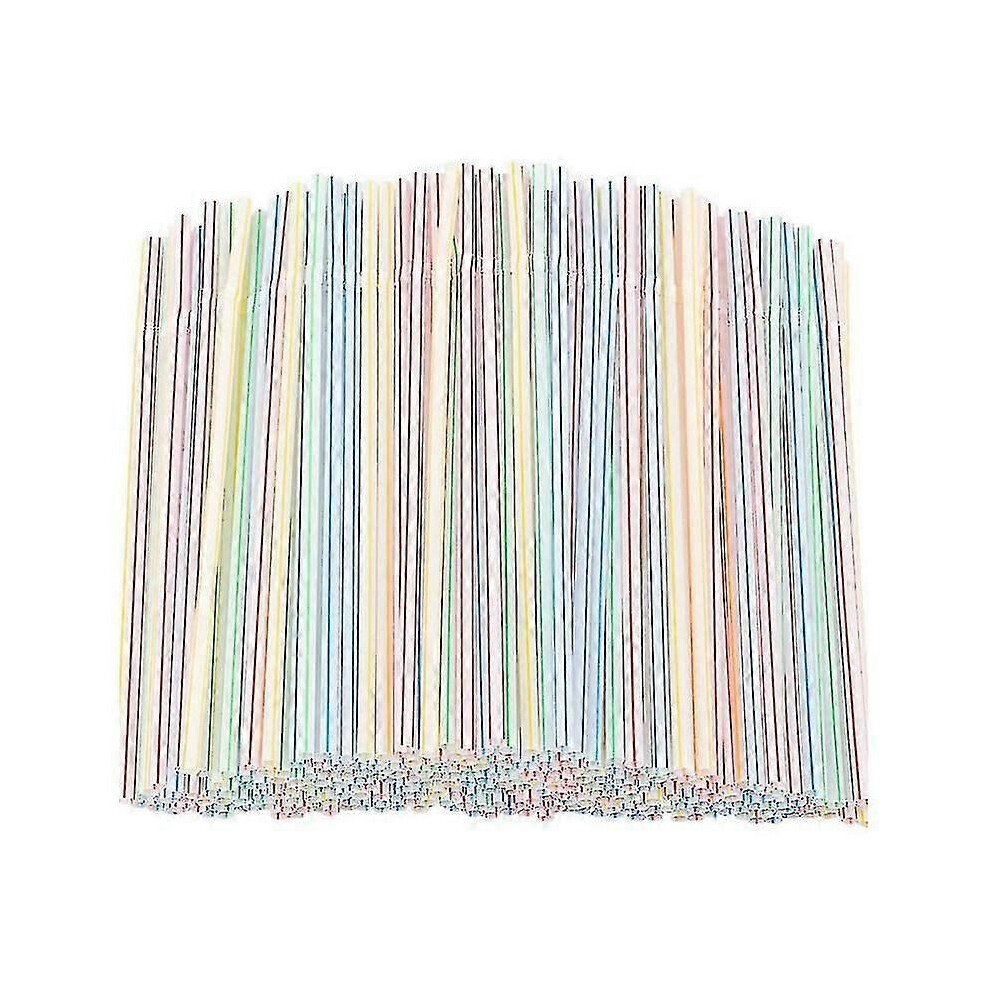 （1000pcs） 1000/1500 Pcs Multicolor Striped Flexible Plastic Straws Disposable Straws
