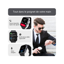 1.8-inch Smartwatch with Bluetooth Call Function, IP68 Waterproof, for Android iOS, Silver, VEANXIN