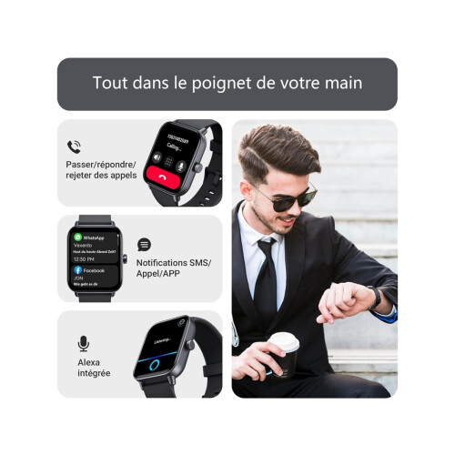 1.8-inch Smartwatch with Bluetooth Call Function, IP68 Waterproof, for Android iOS, Silver, VEANXIN