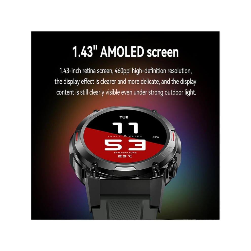 Smartwatch, Military Smartwatches, 1.43-Inch Amoled For Men, Answer/Make Calls, Fitness Tracker, Ip68 400Mah With Focus. 6220252895320
