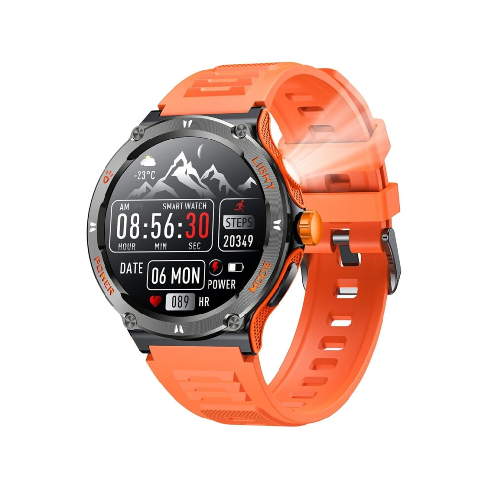 Men's Smartwatch 1.53 Round Touchscreen 3Atm Waterproof Led Flashlight Bluetooth Calls Heart Rate Blood Pressure Veanxin 6220252895337