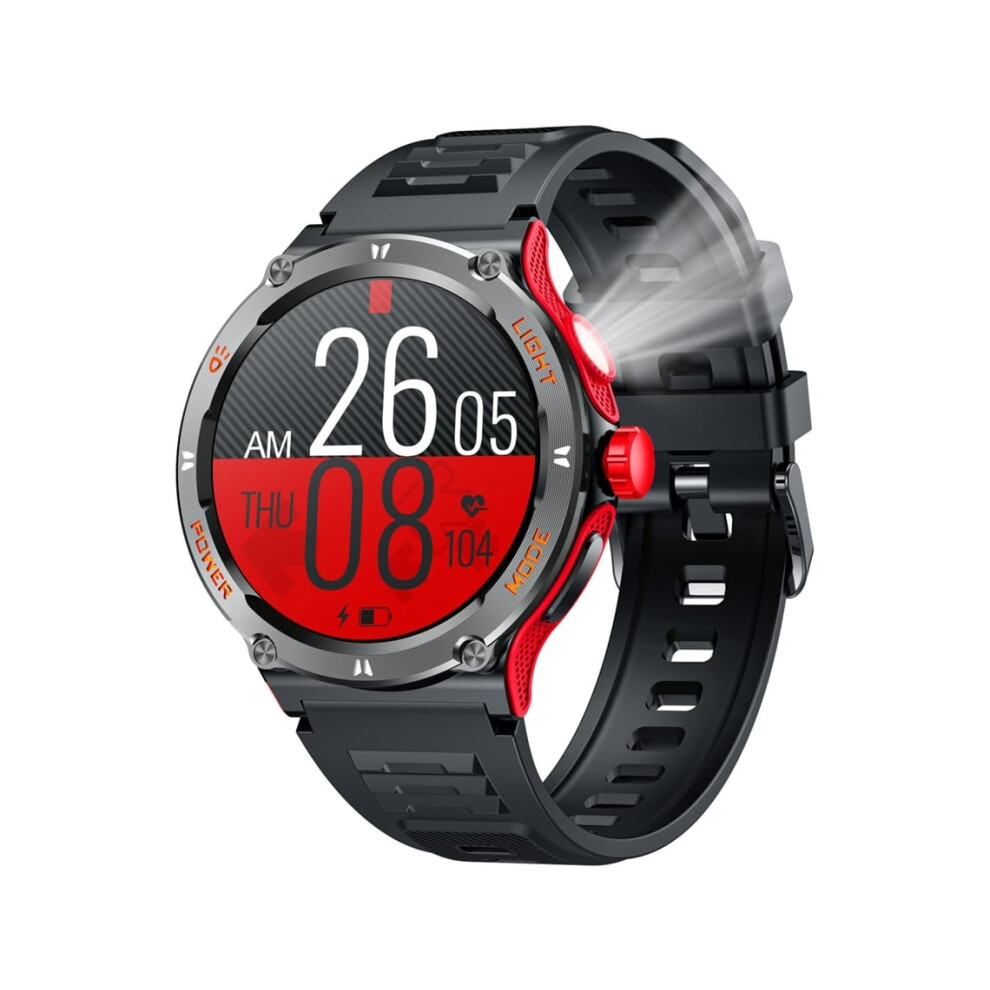 Men's Smartwatch 1.53 Round Touchscreen 3Atm Waterproof Led Flashlight Bluetooth Calls Heart Rate Blood Pressure Veanxin 6220252895429