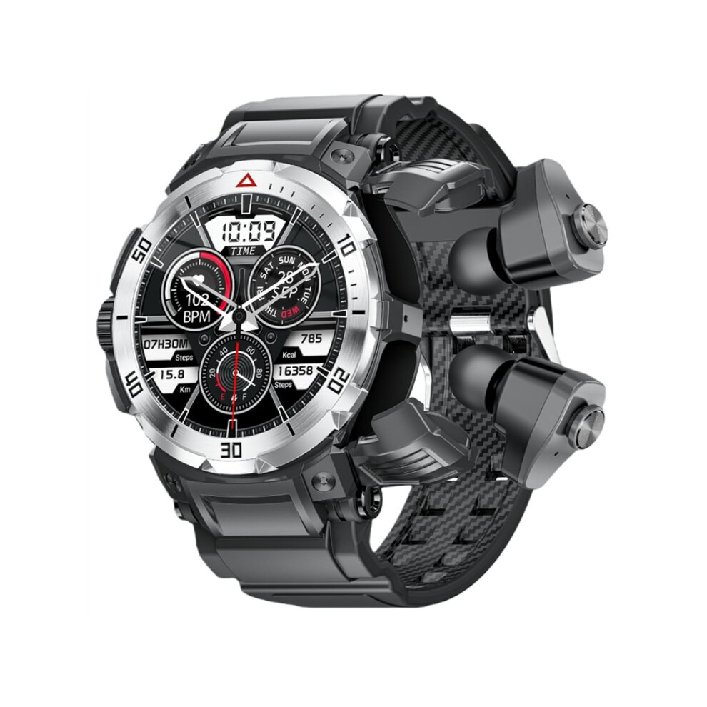 Military Smartwatch With Headphones For Men, Rugged Tactical Fitness Watch With 1.46'' Round Fulltouch Hd Screen Veanxin 6220252895061