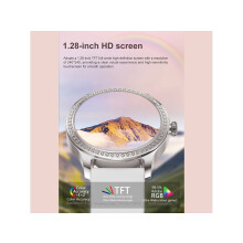 Smartwatch for Women with 1.28" Touchscreen, Diamond Design, for Android iOS, Silver, VEANXIN