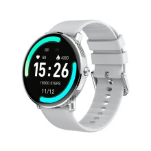 Smart Watch AMOLED Screen Forever Silicone Gray Calls Health Sports Silver VEANXIN