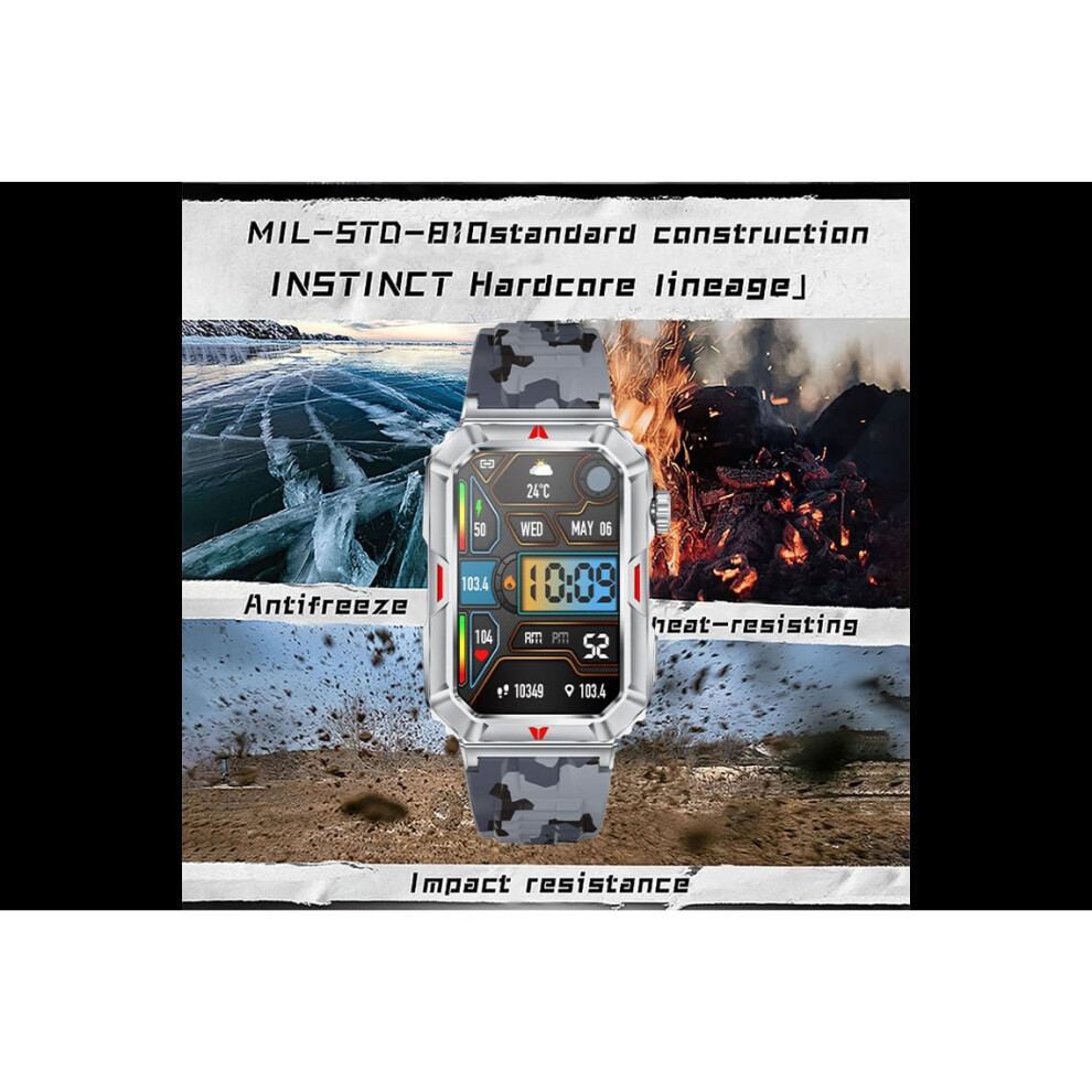 Smartwatch Cf26 1 57 Inch Square Screen Fitness Tracker For Men For Android Ios Camo Veanxin Gray 6220252904152