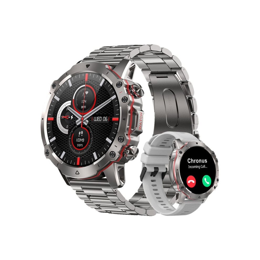 Veanxin Ak56- Smartwatch With Bluetooth, Voice Call, For Men, Waterproof, Silver 6220252905388