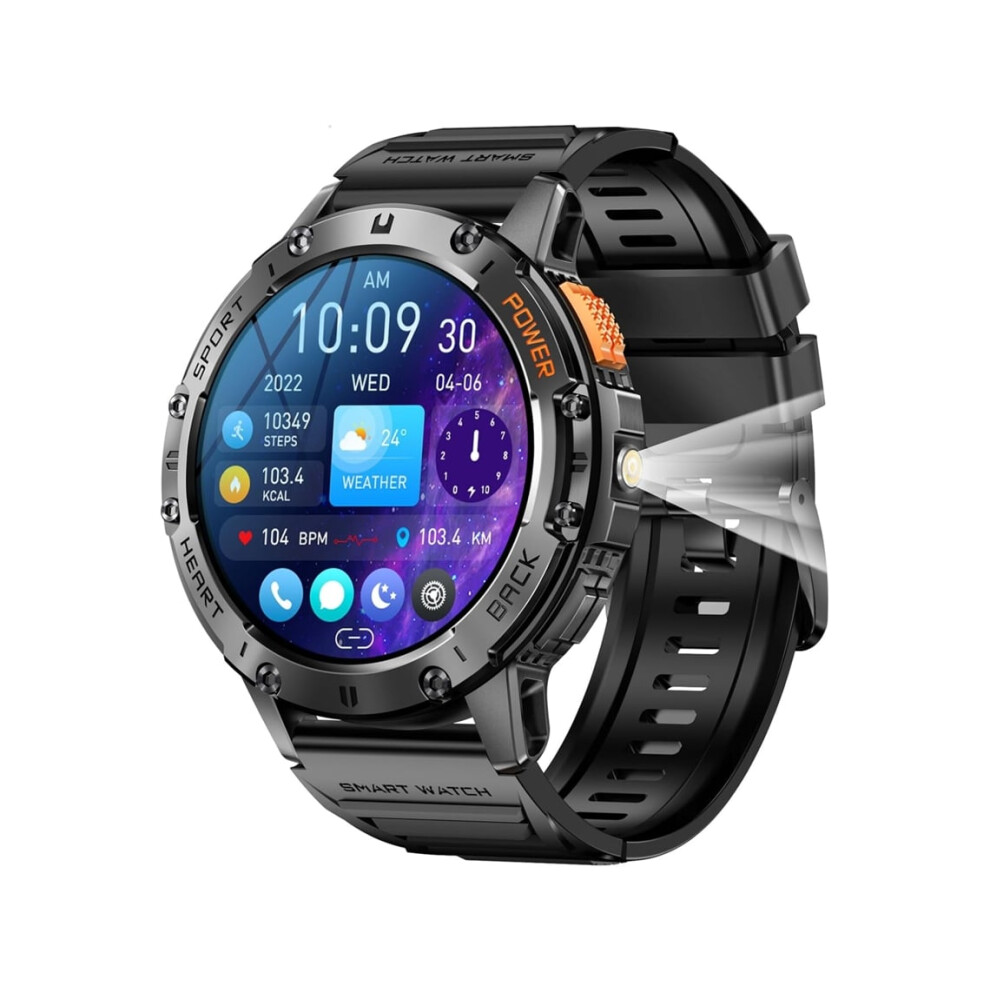 Military Smartwatch For Men With Call Answering/Making, Led Flashlight, 1.43" Amoled Hd Waterproof Sports Watch Veanxin 6220252907474