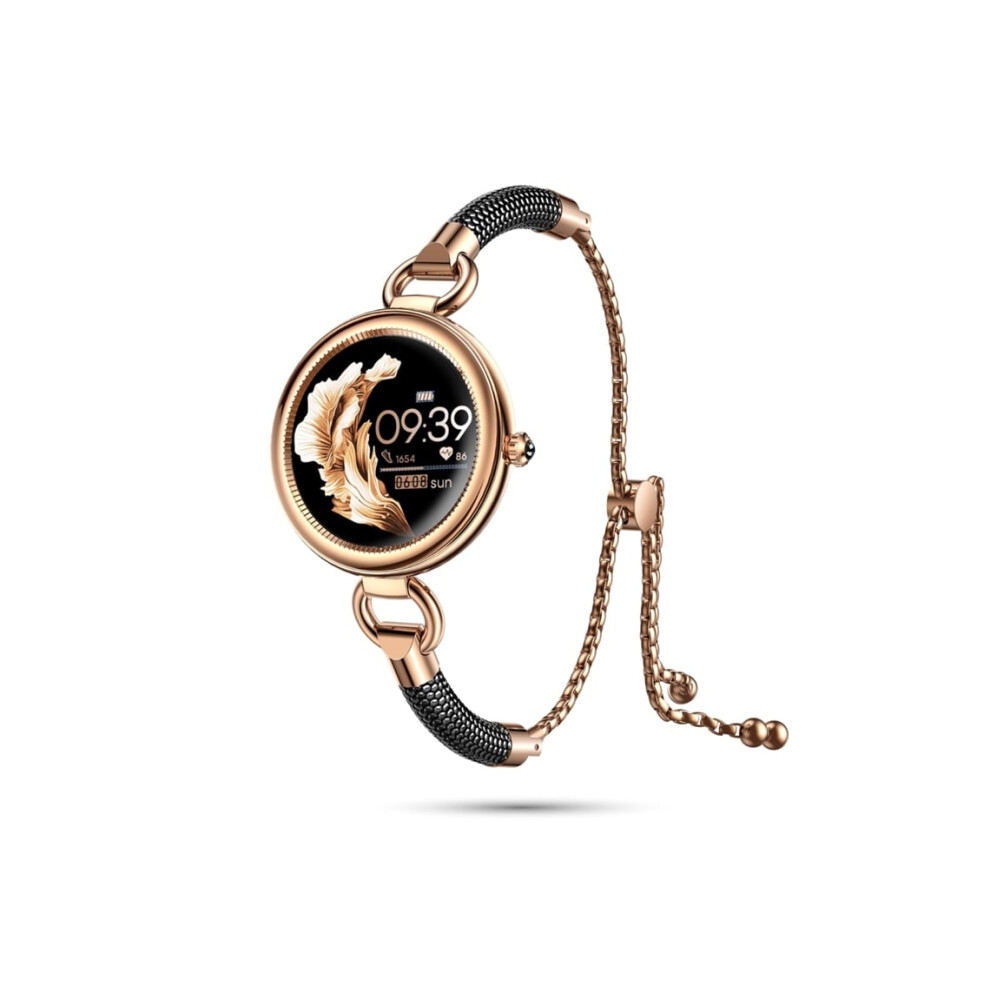 Women's Connected Smartwatch With Blood Oxygen, Blood Pressure, Heart Rate, Pedometer, Weather, And Music Monitor - Veanxin Smart Bracelet 6220252911372