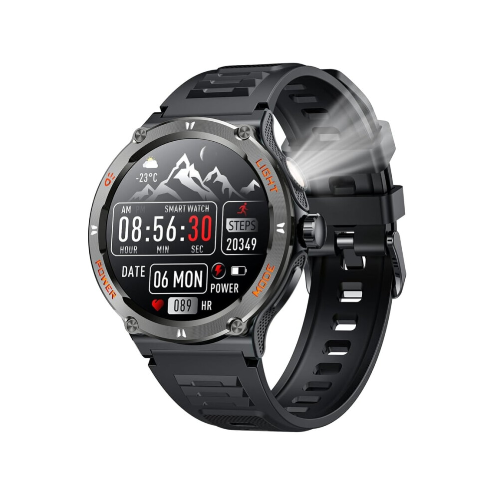 Men's Smartwatch 1.53 Round Touchscreen 3Atm Waterproof Led Flashlight Bluetooth Calls Heart Rate Blood Pressure Veanxin 6220252911563