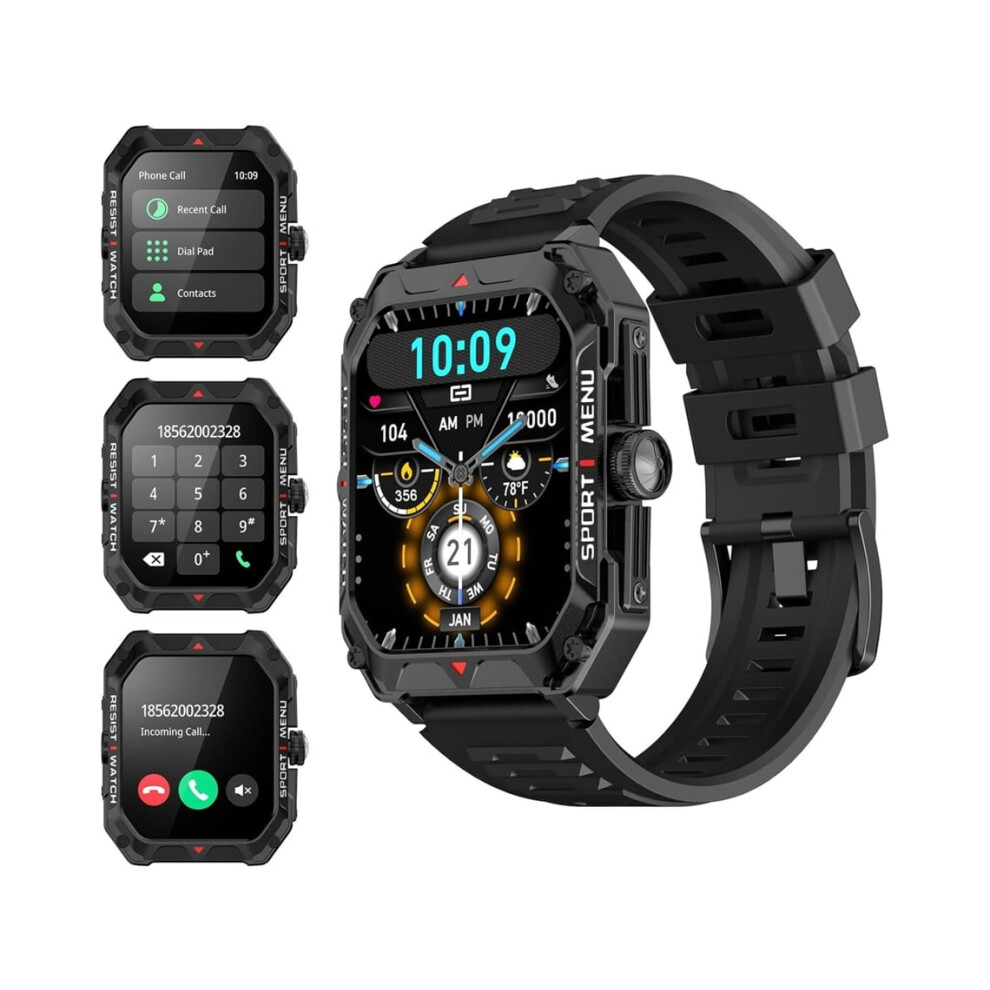 2.02 Inch Smartwatch Fitness Tracker Waterproof Ip68 For Iphone And Android Veanxin Black 6220252912799