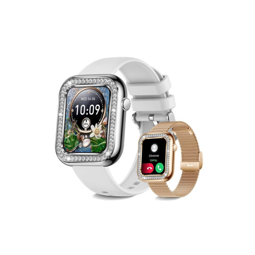 Women's Bluetooth Smartwatch with Calls, 1.57'', Sleep Function, IP67 Waterproof, Silver, VEANXIN