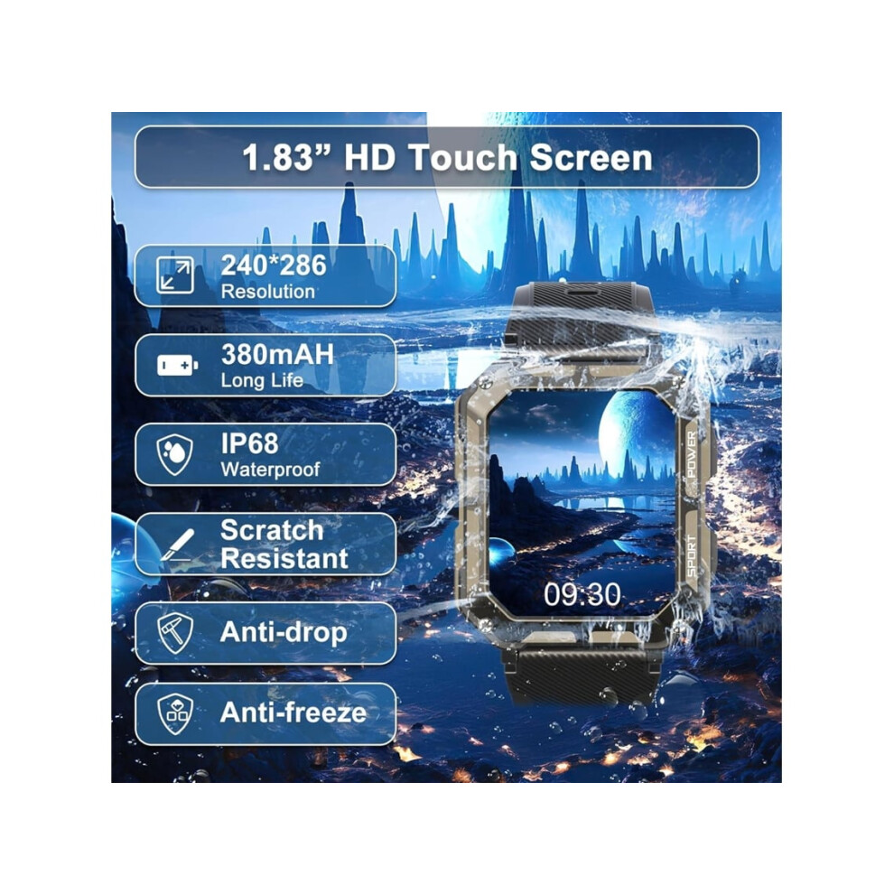 Smartwatch For Men With Bluetooth Calling / Voice Assistant, Ai Fitness Watch 1.83 With Heart Rate Monitor, Spo2, Blood Pressure, Veanxin 6220252901120