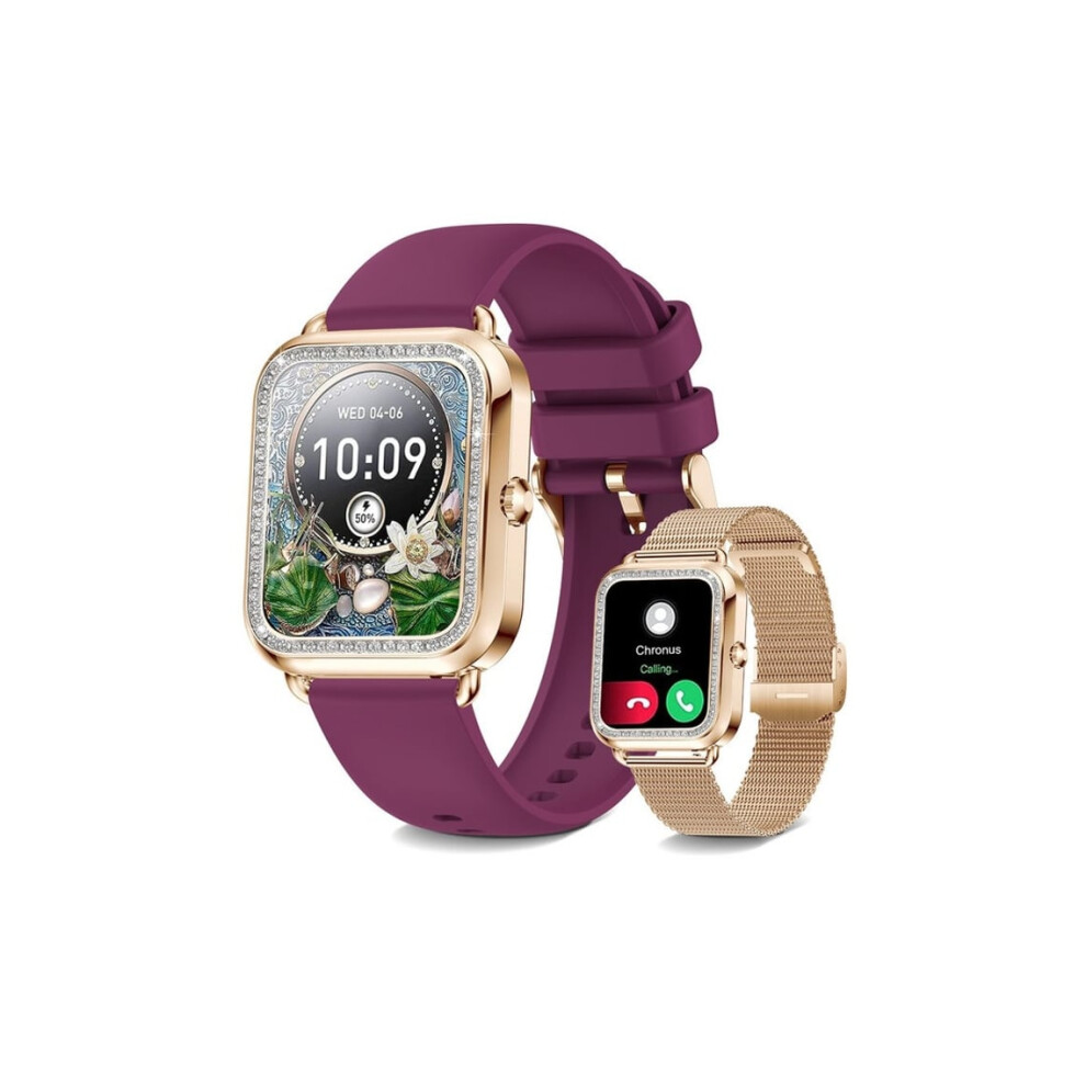Smartwatch 1.57 Inch Pedometer Women's Watch Hd Full Touch Screen Android/Ios Wine Veanxin Red 6220252921173