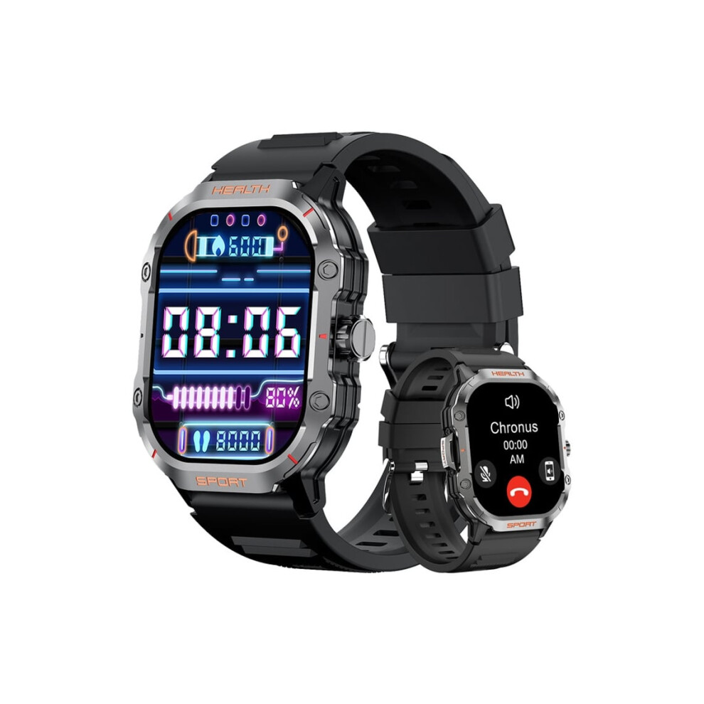 Veanxin Hk24- Smartwatch With 2.01-Inch Touchscreen, Bluetooth Call, And Fitness Tracker For Men (Android/Ios) Black 6220252921081