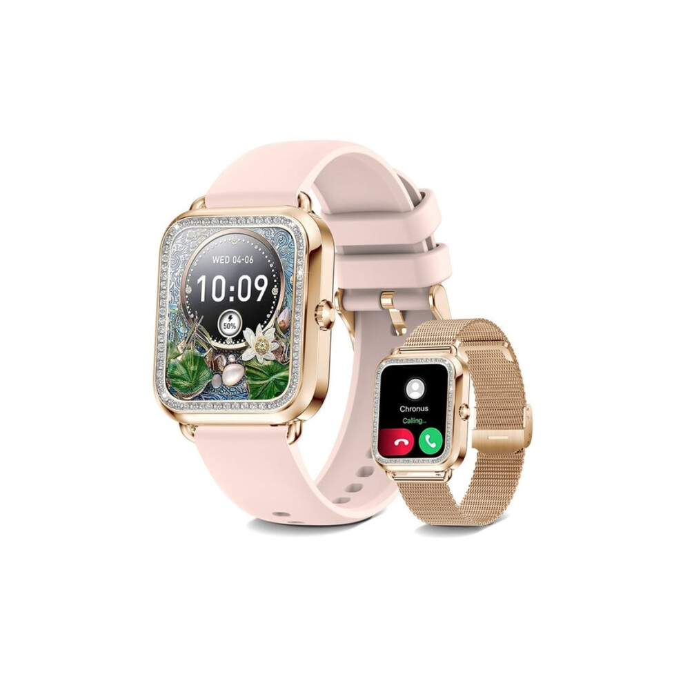 Smartwatch With Phone Function, Rhinestones, 1.57'' Hd, Android/Ios, Veanxin Gold 6220252921302
