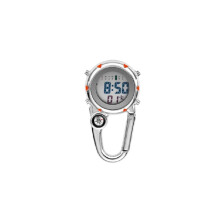 VEANXIN Silver Pocket Watch with Digital Compass Clip, Waterproof Outdoor Mountaineering Backpack Buckle, with Alarm Clock.
