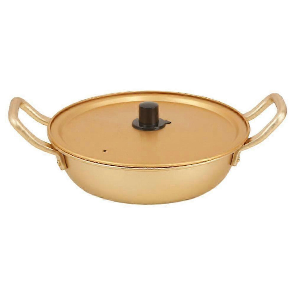 Korean Design Aluminum Ramen Noodle Pot For Indoor Cooking, Round Shape, 1 Set Gold