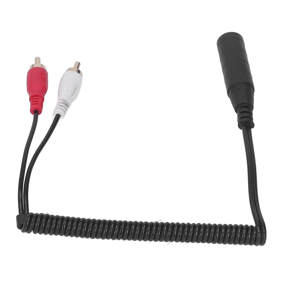Coiled 6.35Mm Female To 2 Rca Male Stereo Y Splitter Microphone & Speaker Cable 7621356613404