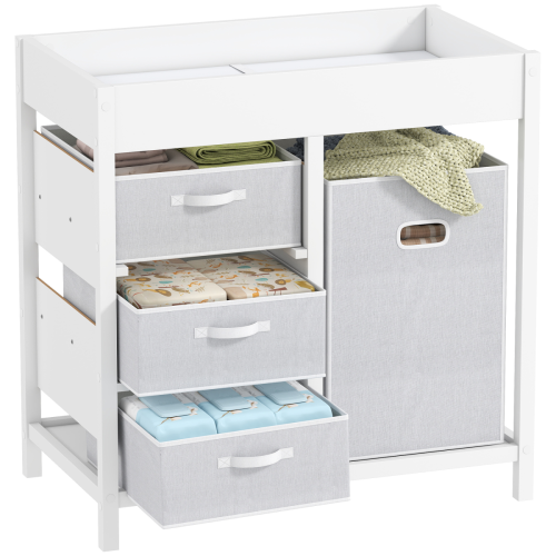 AIYAPLAY Baby Changing Unit with 4 Drawers, Diaper Changing Table, White