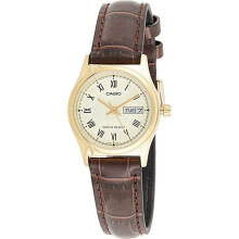 Casio Ladies Analogue Leather Strap Watch - LTP-V006GL-9BUDF