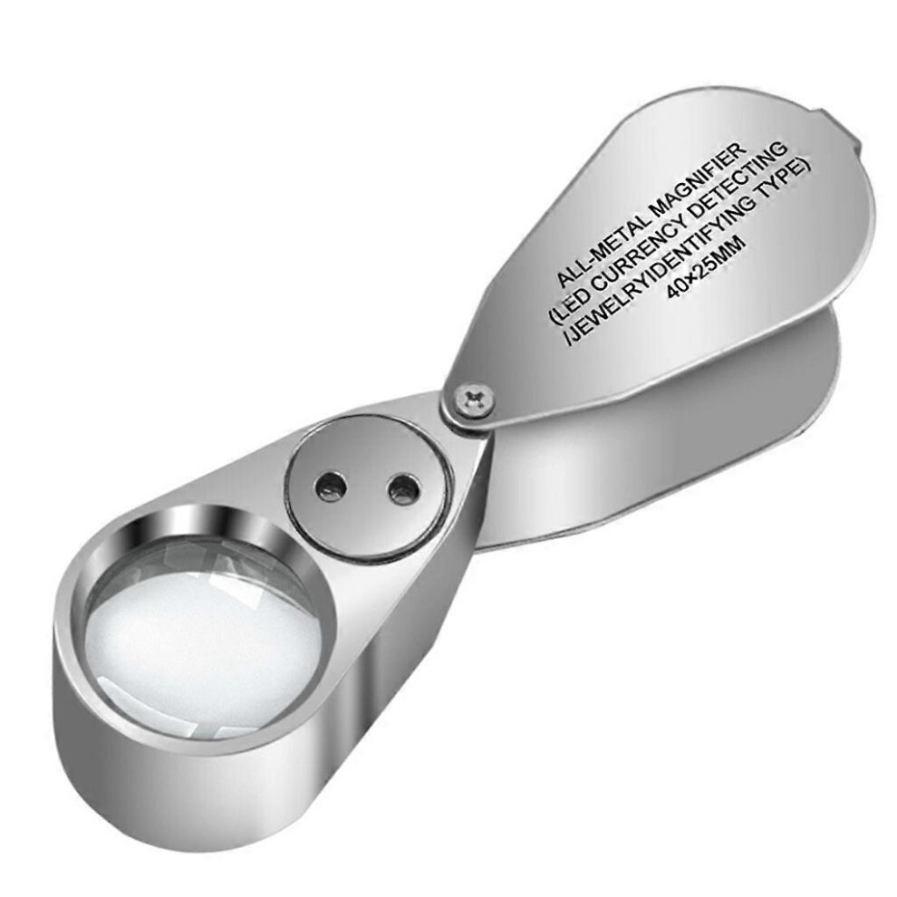 Light 40X Jeweller Loupe Folding Magnifying Jewelry Eye Magnifier With Led