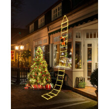Christmas Ladder Lights, 9.9Ft Santa Claus Climbing Lights, 338 LED, 8 Modes, Mains Powered for Indoor Outdoor Xmas Tree Balcony Window Decor-A