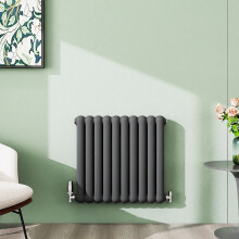 (Anthracite, 600x624mm) Modern Curved Panel 2 Column Radiator