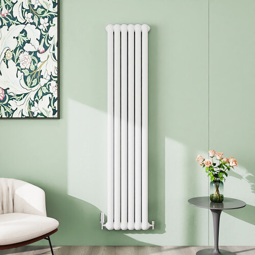 (White, 1800x384mm) Modern Curved Panel 2 Column Radiator