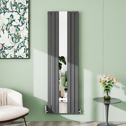 (Anthracite, 1800x535mm) Vertical Single Radiator with Mirror