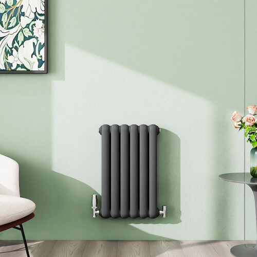 (Anthracite, 600x384mm) Modern Curved Panel 2 Column Radiator