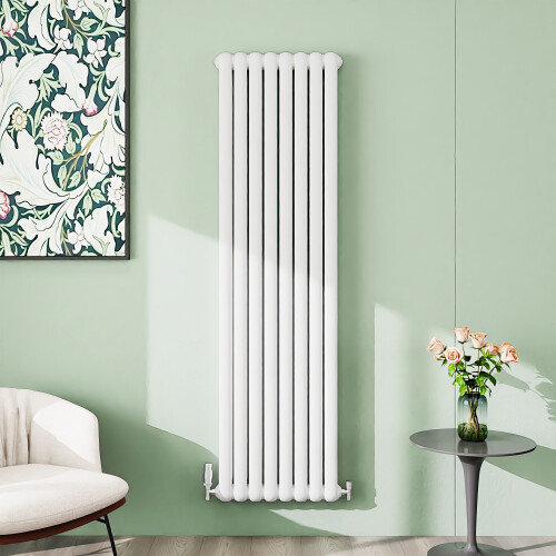 (White, 1800x504mm) Modern Curved Panel 2 Column Radiator