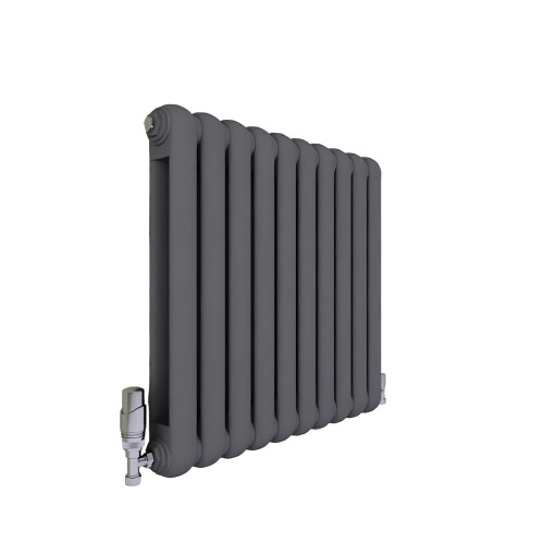 (Anthracite, 600x624mm) Modern Curved Panel 2 Column Radiator 1