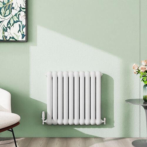 (White, 600x624mm) Modern Curved Panel 2 Column Radiator