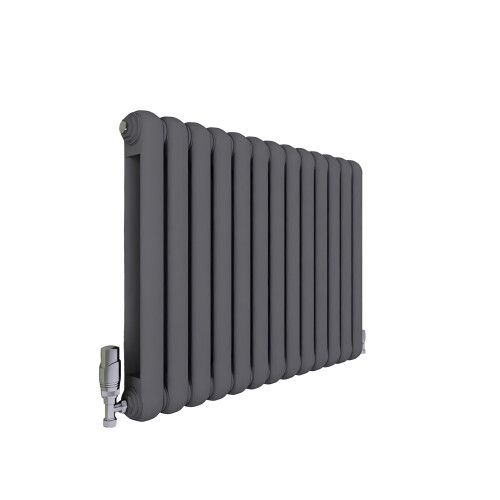 (Anthracite, 600x804mm) Modern Curved Panel 2 Column Radiator 1