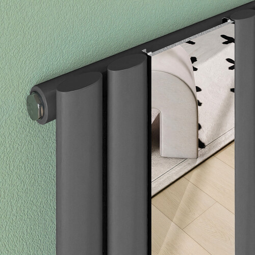 (Anthracite, 1800x381mm) Vertical Single Radiator with Mirror 2