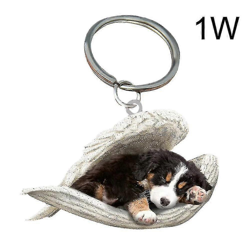 Kikidex (As Show, Dog) Hanging Ornament Keychain Cute Sleeping Angel Dog Wing Pendant Dog Gift Bordeaux