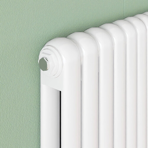 (White, 600x384mm) Modern Curved Panel 2 Column Radiator 2